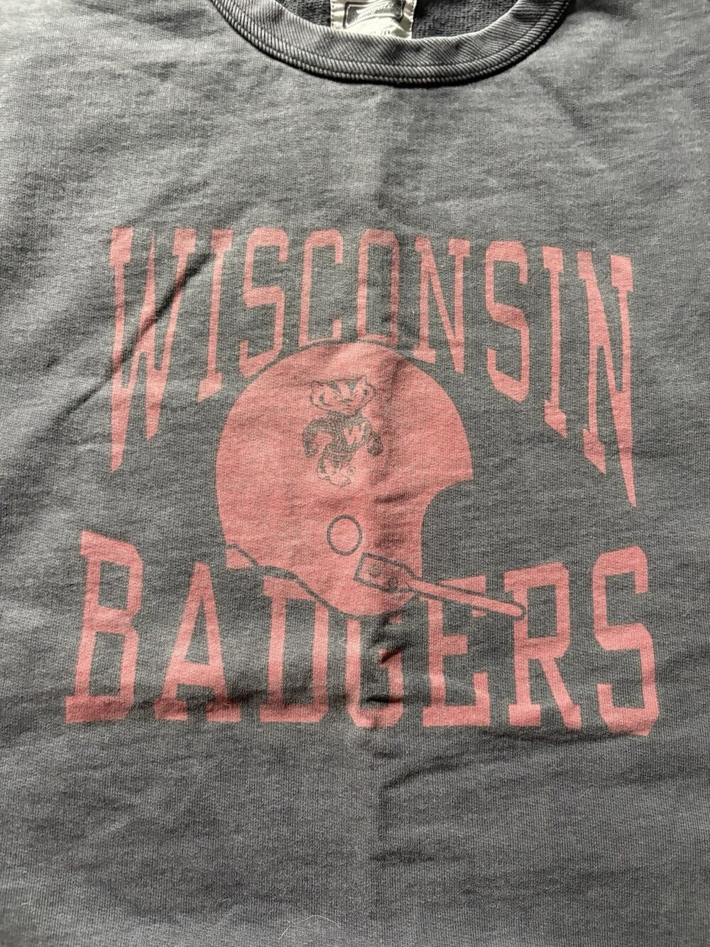 Wisconsin Badgers Men's Black/Red Pullover Sweatshirt Crew Neck Size Large